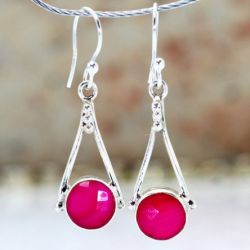 Srebrne kolczyki Różowy Agat