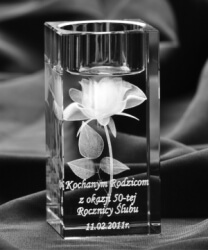 Kryształowy Świecznik Róża 3D